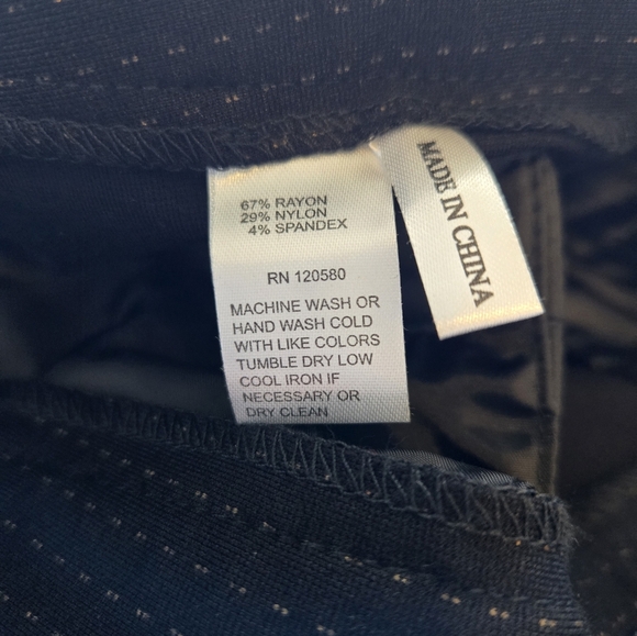 Amanda & Chelsea Women's Dress Career Pants Sz 8 Thick Stretchy Black Tiny Dots - Picture 10 of 12